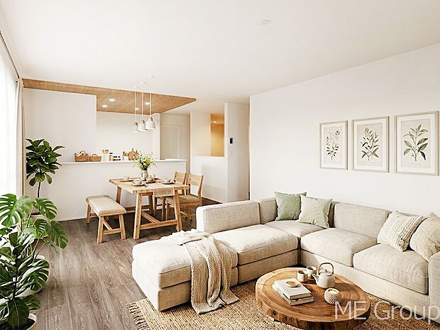 【リビング】カウンター付き！開放感溢れるリビングで家族団らんが過ごせます　※家具はCGです