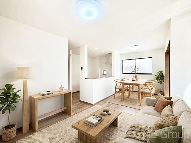 【リビング】家族の和やかな会話が聞こえてきそう。開放感のあるリビングです。 ※家具はCGです