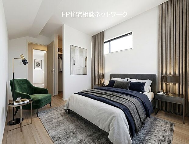 【洋室│6帖】本画像はAIがCGで家具を作成しており、実際の現地に家具は設置されておりません。また、販売価格に家具等は含まれておりません。