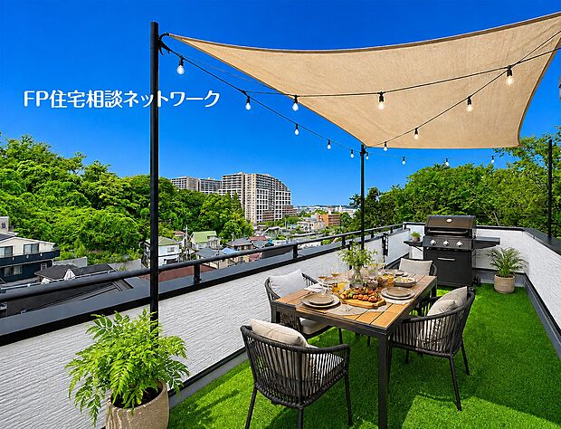 本画像の芝、家具、照明、ポール等はCGで、販売価格にも含まれず、付帯しません。照明、ポールの設置等は有償です。