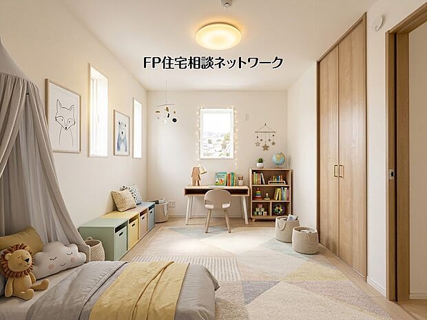 【洋室】【洋室│6帖】 本画像はAIがCGで家具を作成しており、実際の現地に家具は設置されておりません。また、販売価格に家具等は含まれておりません。