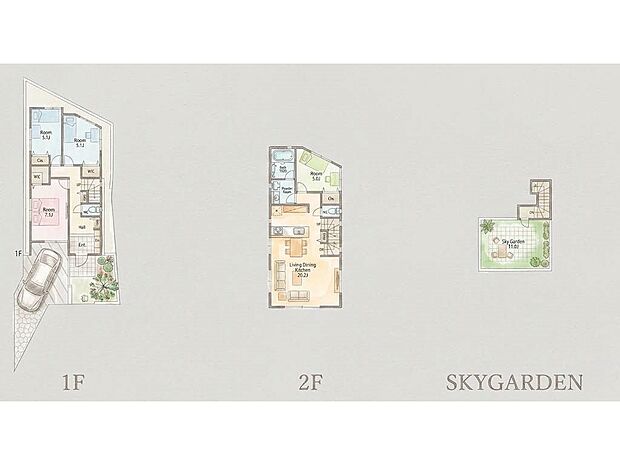 【その他画像】建物プラン例(4区画)4LDK、土地価格3500万円、土地面積101.11m2、建物価格2620万円、建物面積107.02m2