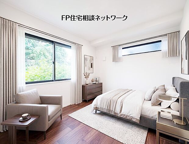 【洋室】本画像の家具等はCGで販売価格に含まれず、付帯しません。なお、カーテン設置工事は有償です。