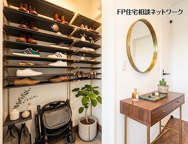 【収納】本画像の家具、鏡、小物等はCGで販売価格に含まれず、付帯しません。鏡の設置には有償で工事が必要です。