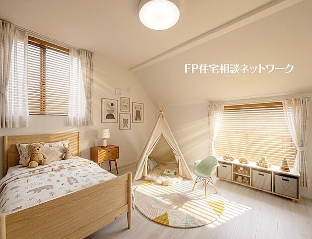 【洋室】本画像の家具、小物等はCGイメージで販売価格にも含まれず、付帯しません。ブラインド設置工事は有償です。