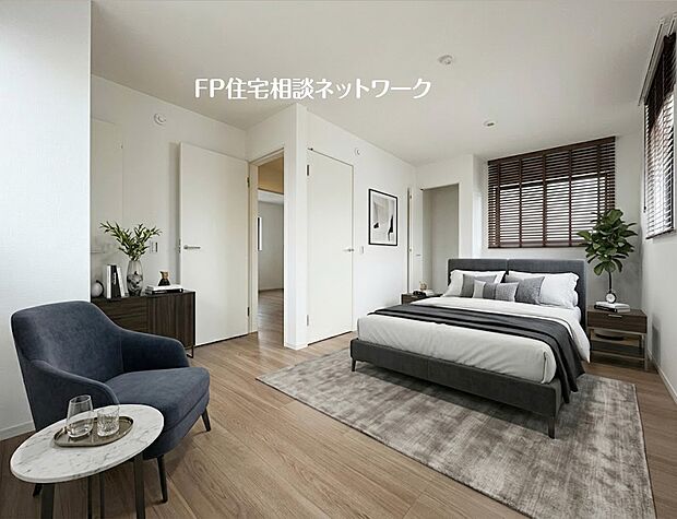 【リビング以外の居室】【洋室│4.8帖+4.6帖】 本画像はAIがCGで家具を作成しており、実際の現地に家具は設置されておりません。また、販売価格に家具等は含まれておりません。