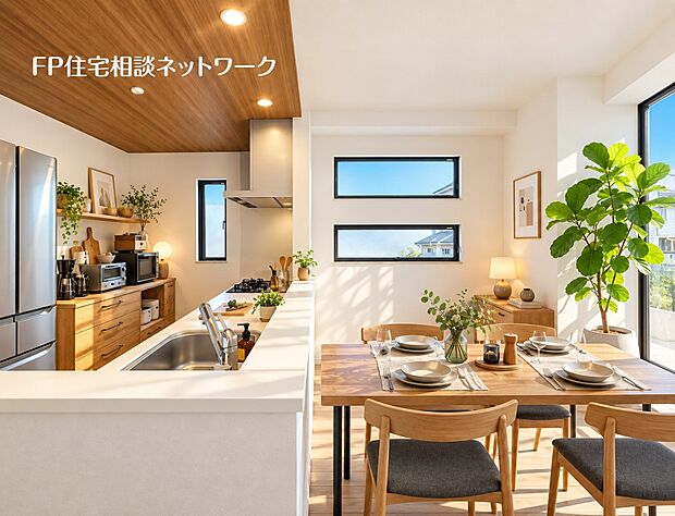 【リビング】本画像の食器棚、家具、小物等はCGの配置イメージです。販売価格に家具等は含まれず、付帯しません。