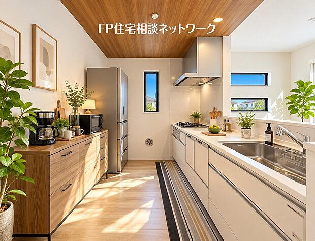 【キッチン】本画像の家具、カップボード、食品、小物等はCGです。販売価格に家具等は含まれず、付帯しません。
