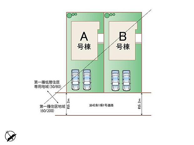 全2棟のご案内です♪
南面道路で日当たり良好！駐車３台可能！