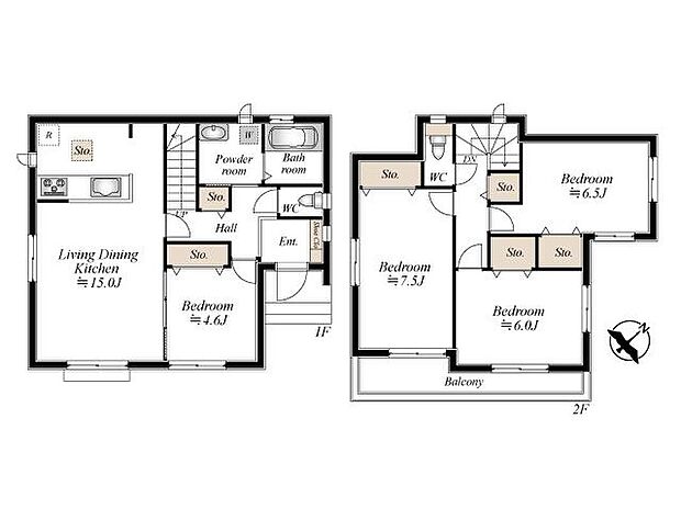 (A号棟)、価格3590万円、4LDK、土地面積179.01m2、建物面積95.63m2