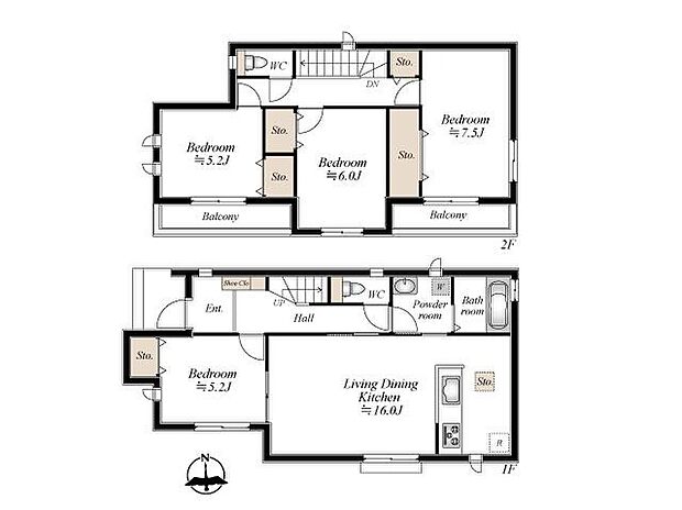 (A号棟)、価格4990万円、4LDK、土地面積117.52m2、建物面積99.77m2
16畳の広々としたLDKと陽光が降り注ぐ2面バルコニーが魅力の、全居室収納完備でゆとりある4LDK。