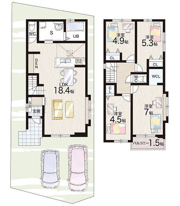 【4LDK】○朝日ヶ丘小学校・・・徒歩6分 ○山手中学校・・・徒歩28分
