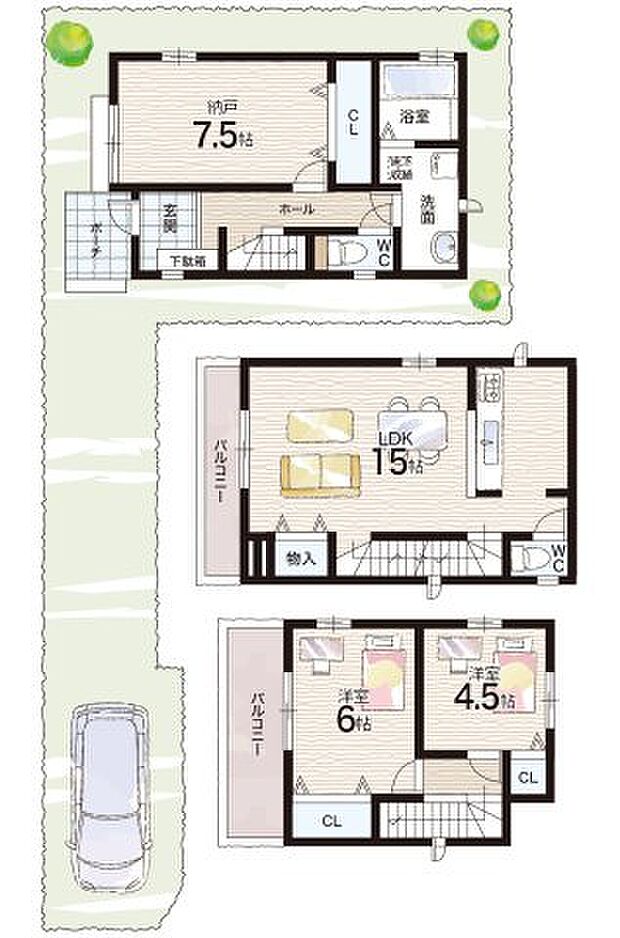 【3LDK+S(納戸)】○浜脇小学校・・・徒歩12分 ○浜脇中学校・・・徒歩13分