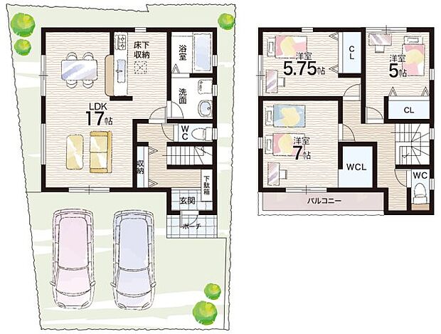 【3LDK】○霞ケ丘小学校・・・徒歩11分 ○歌敷山中学校・・・徒歩11分