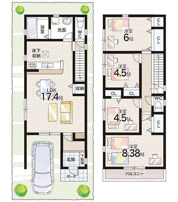 【4LDK】○園和小学校・・・徒歩15分 ○園田東中学校・・・徒歩13分