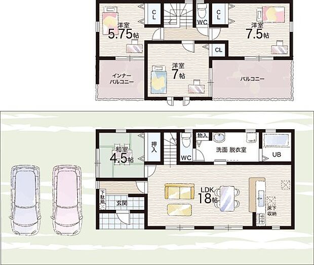 【4LDK】○朝和小学校・・・徒歩18分 ○南中学校・・・徒歩9分