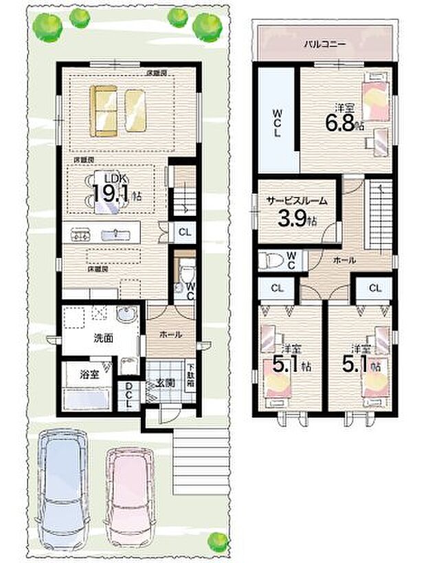 【3LDK+S(納戸)】○泉台小学校・・・徒歩3分 ○大原中学校・・・徒歩22分