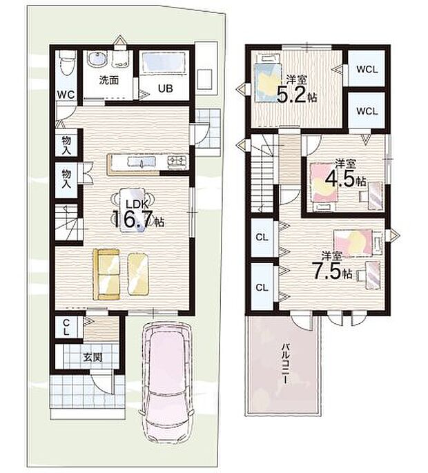 【3LDK】○殿山第一小学校・・・徒歩９分 ○第一中学校・・・徒歩１０分