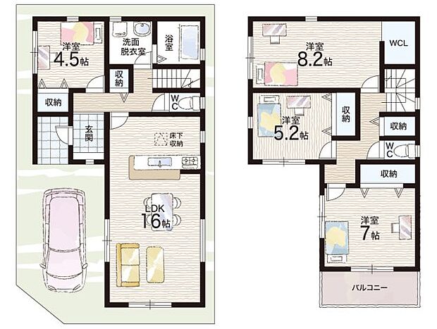 【2LDK+S(納戸)】○登美丘西小学校・・・徒歩9分 ○登美丘中学校・・・徒歩14分