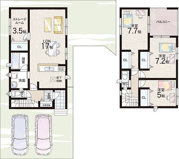 【3LDK+S(納戸)】○柏原小学校・・・徒歩6分 ○柏原中学校・・・徒歩4分
