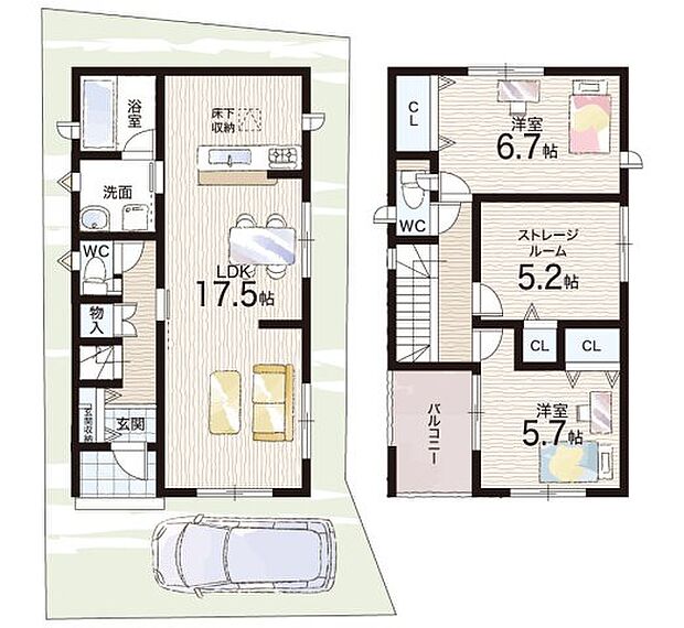 【2LDK+S(納戸)】○交北小学校・・・徒歩６分 ○山田中学校・・・徒歩８分