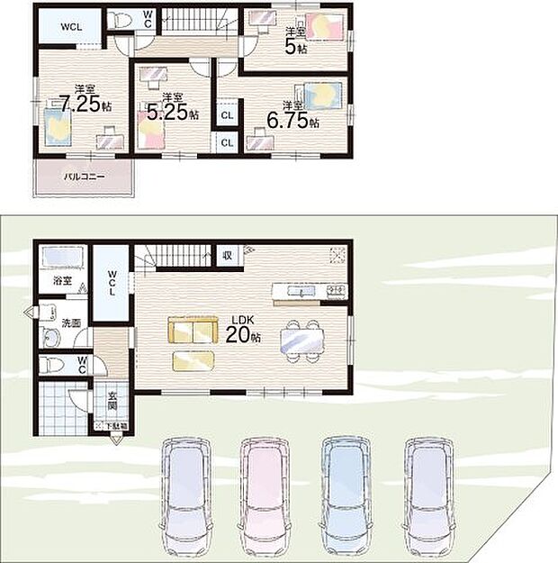【4LDK】○河西小学校・・・徒歩20分 ○森山北中学校・・・徒歩5分