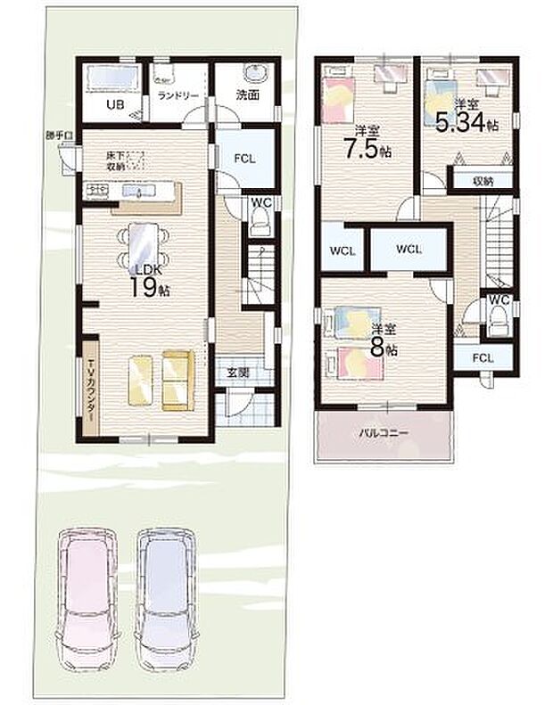 【3LDK+S(納戸)】○河合第二小学校・・・徒歩13分 ○河合第二中学校・・・徒歩12分
