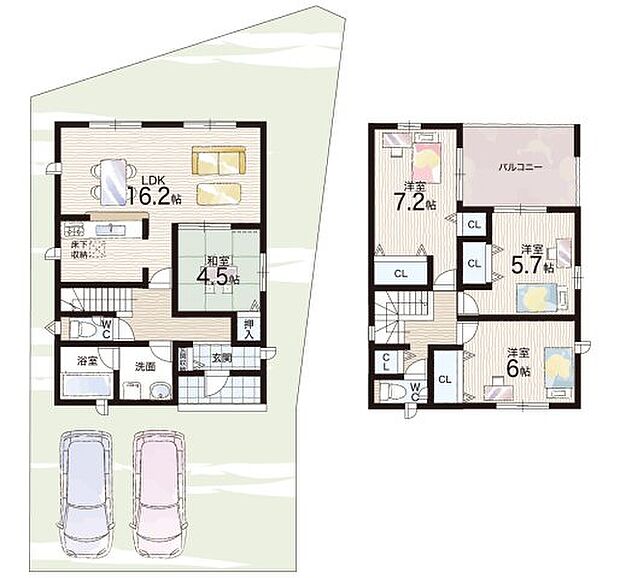 【4LDK】○西小学校・・・徒歩22分 ○第一中学校・・・徒歩33分