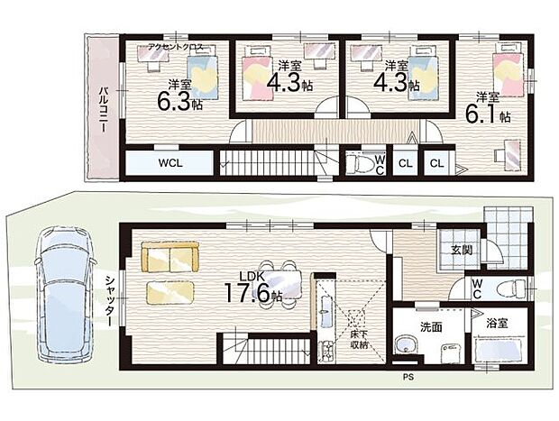 【4LDK】○楠根小学校・・・徒歩2分 ○楠根中学校・・・徒歩4分