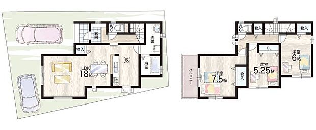 【3LDK】○花里小学校・・・徒歩8分 ○松崎中学校・・・徒歩18分