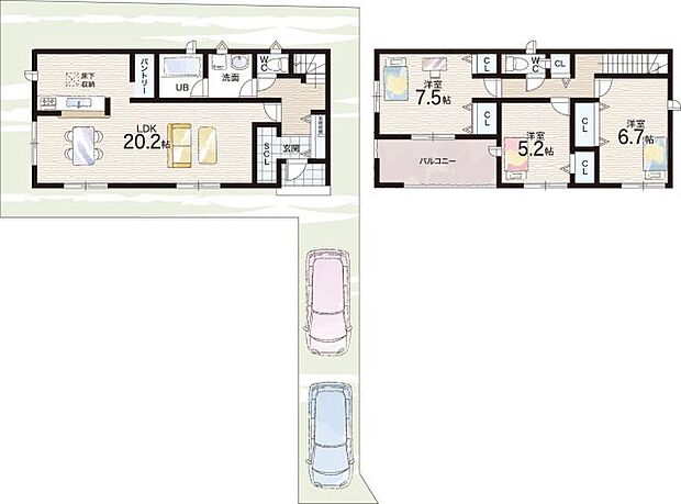 【3LDK】○畝傍北小学校・・・徒歩5分 ○畝傍中学校・・・徒歩29分