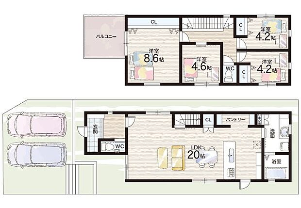 【4LDK】○川西北小学校・・・徒歩11分 ○川西中学校・・・徒歩6分