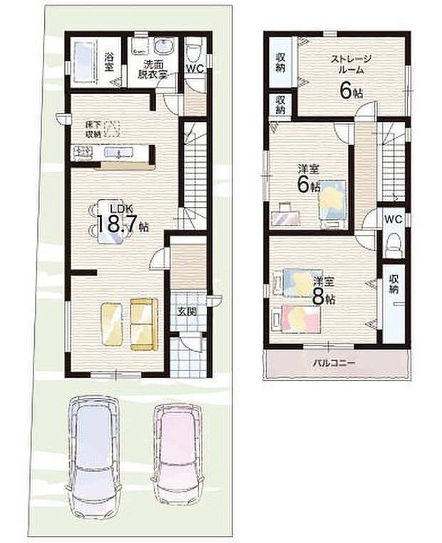 【2LDK+S(納戸)】○武庫北小学校・・・徒歩7分 ○常陽中学校・・・徒歩8分
