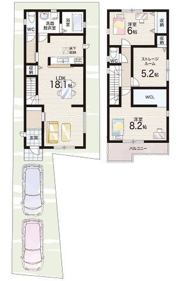 【2LDK+S(納戸)】○武庫北小学校・・・徒歩7分 ○常陽中学校・・・徒歩8分