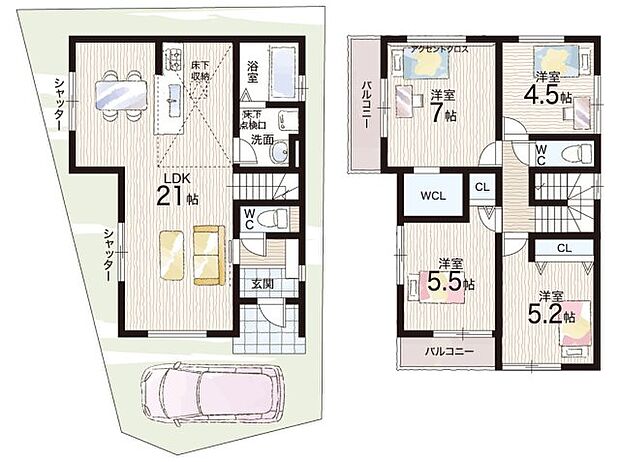 【4LDK】○園和小学校・・・徒歩14分 ○園田東中学校・・・徒歩11分