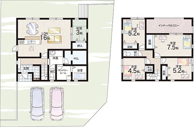 【5LDK+S(納戸)】○二上小学校・・・徒歩15分 ○香芝西中学校・・・徒歩18分