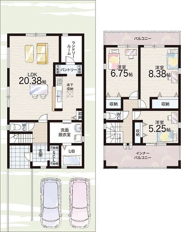 【3LDK+S(納戸)】○河合第二小学校・・・徒歩15分 ○河合第二中学校・・・徒歩14分