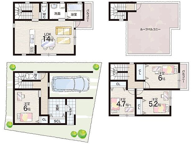 【4LDK】○岩田西小学校・・・徒歩9分 ○玉川中学校・・・徒歩6分