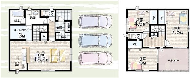 【3LDK】○平群小学校・・・徒歩8分 ○平群中学校・・・徒歩15分