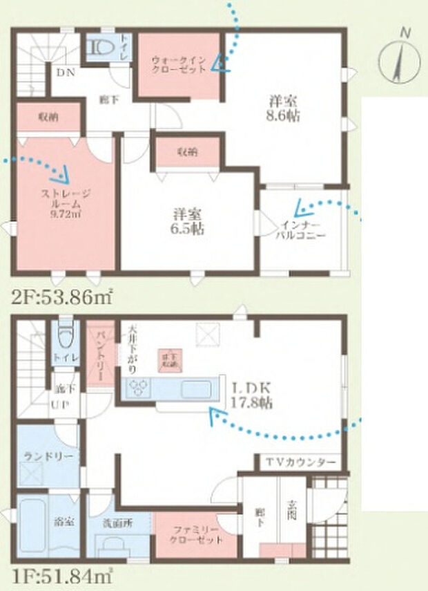 【2LDK+S(納戸)】○交北小学校・・・徒歩8分 ○山田中学校・・・徒歩5分