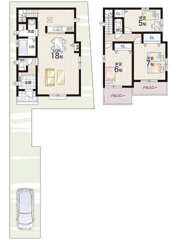 【3LDK】○黒山小学校・・・徒歩12分 ○美原中学校・・・徒歩18分