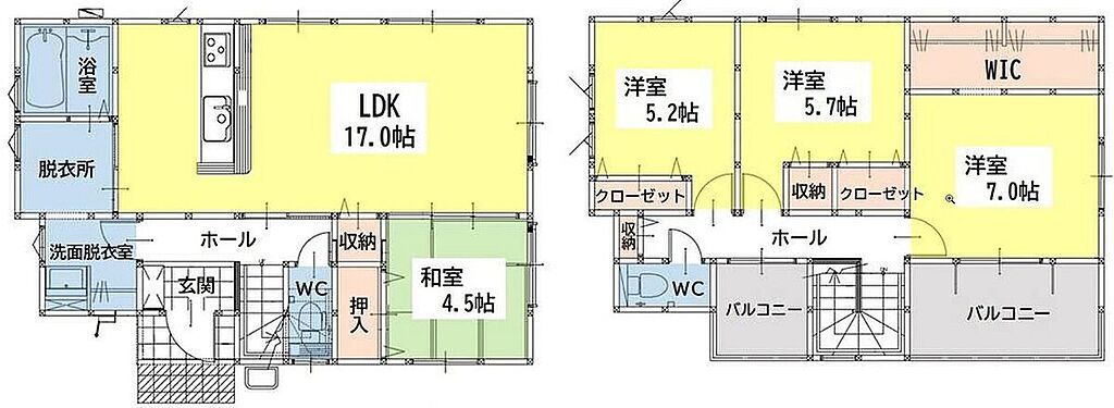 4LDK　家事ラクの水回り集中設計！