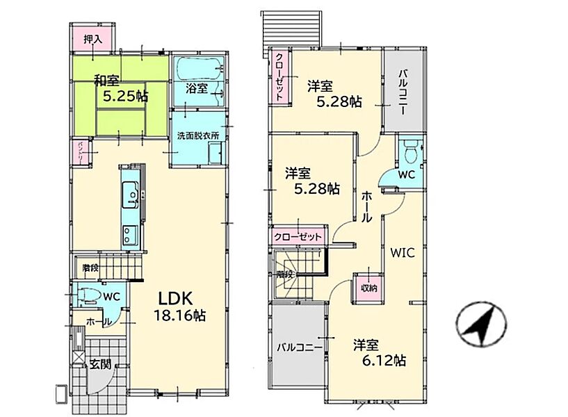 4LDK 、家事楽の水回り集中設計！