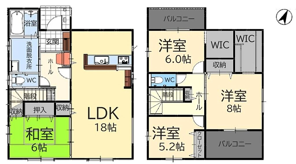 【1号棟間取り】4LDK+2WIC