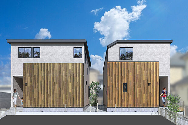 奥まった敷地が安全性やプライベート性を高め、さらに街の中心にオープン外構と抱き合わせたクルドサックを設けることで開放感を創出。