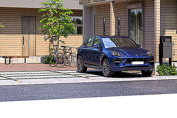 【【カースペース】】セカンドカーやゲスト用に便利な2台分のカースペースを確保しました。※号棟により採用状況が異なります。※2台目のカースペースは軽自動車対応。