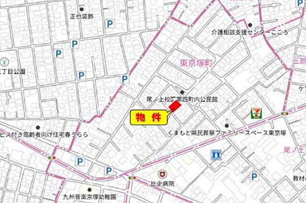 カーナビ:熊本市東区東京塚町14-21付近