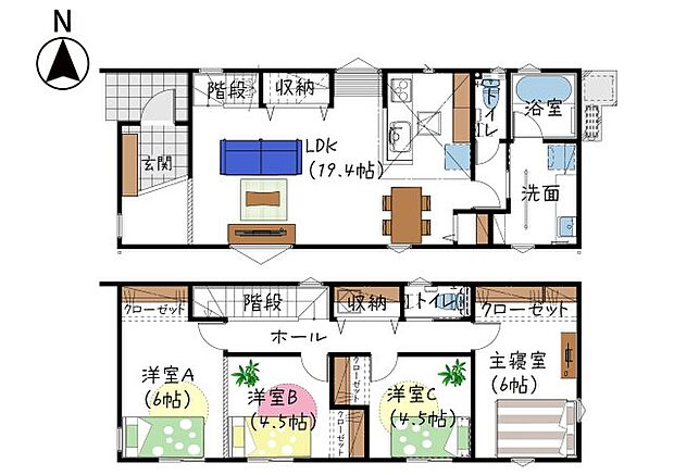 間取り　31坪　4LDK