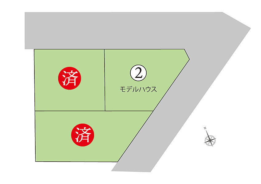 ◆区画図◆
全3区画（内建売モデルハウス1棟販売中）