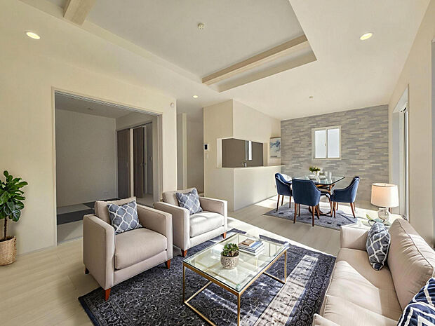 家具配置イメージ図　1号棟　リビング　※CGイメージ画像になります。家具付き販売ではございません。